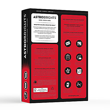 Astrobrights Color Cardstock 8.5 x 11 65 Lb Re Entry Red 250